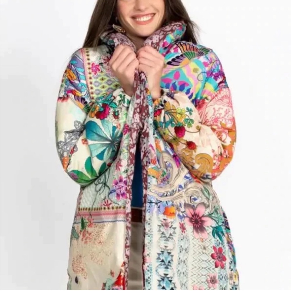 Johnny Was Multicolor Patchwork Puffer Jacket - image 2